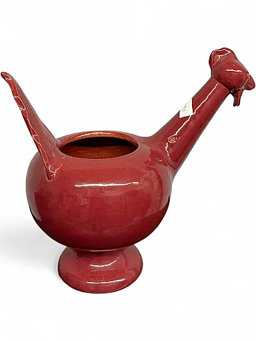 Contemporary red glazed rooster ceramic by Alessia Angelucci