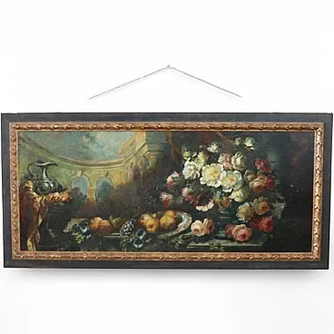 Grande dipinto olio su tela, natura morta, '800