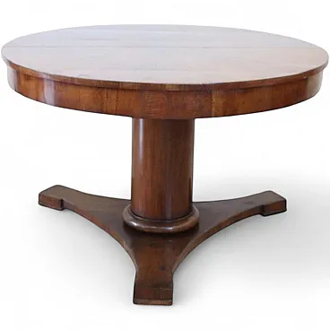 Antique round walnut table, 19th century