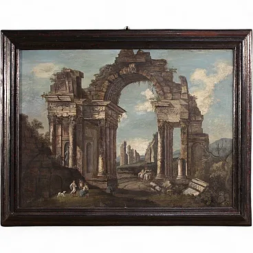 Italian architectural capriccio painting from the 20th century