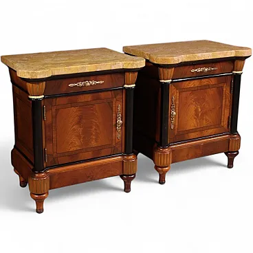 Pair of Italian bedside tables marble top, 20th century