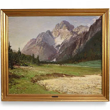 Italian painting of mountain view Croda Rossa D'Ampezzo
