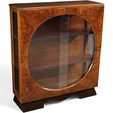Italian walnut display cabinet from the 20th century