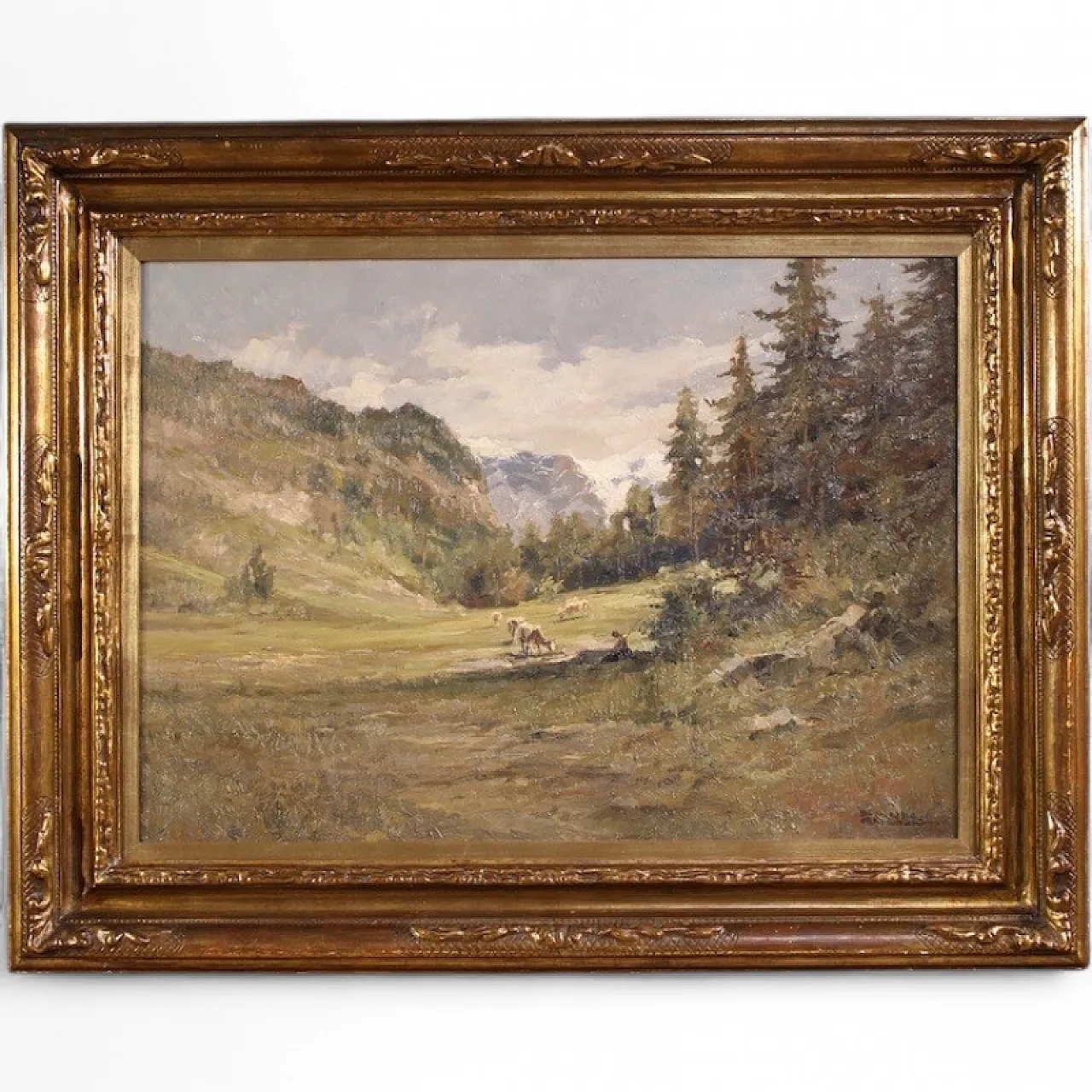 Italian landscape painting signed Giuseppe Gheduzzi from the 20th century 16
