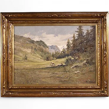 Italian landscape painting signed Giuseppe Gheduzzi from the 20th century