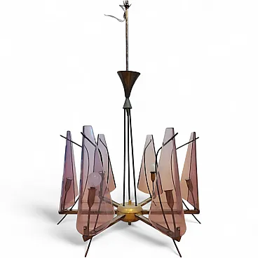 Lampadario Vintage in Ottone, anni '60