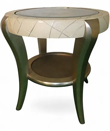 Coffee table in beech and silver leaf, Italy, 1980s