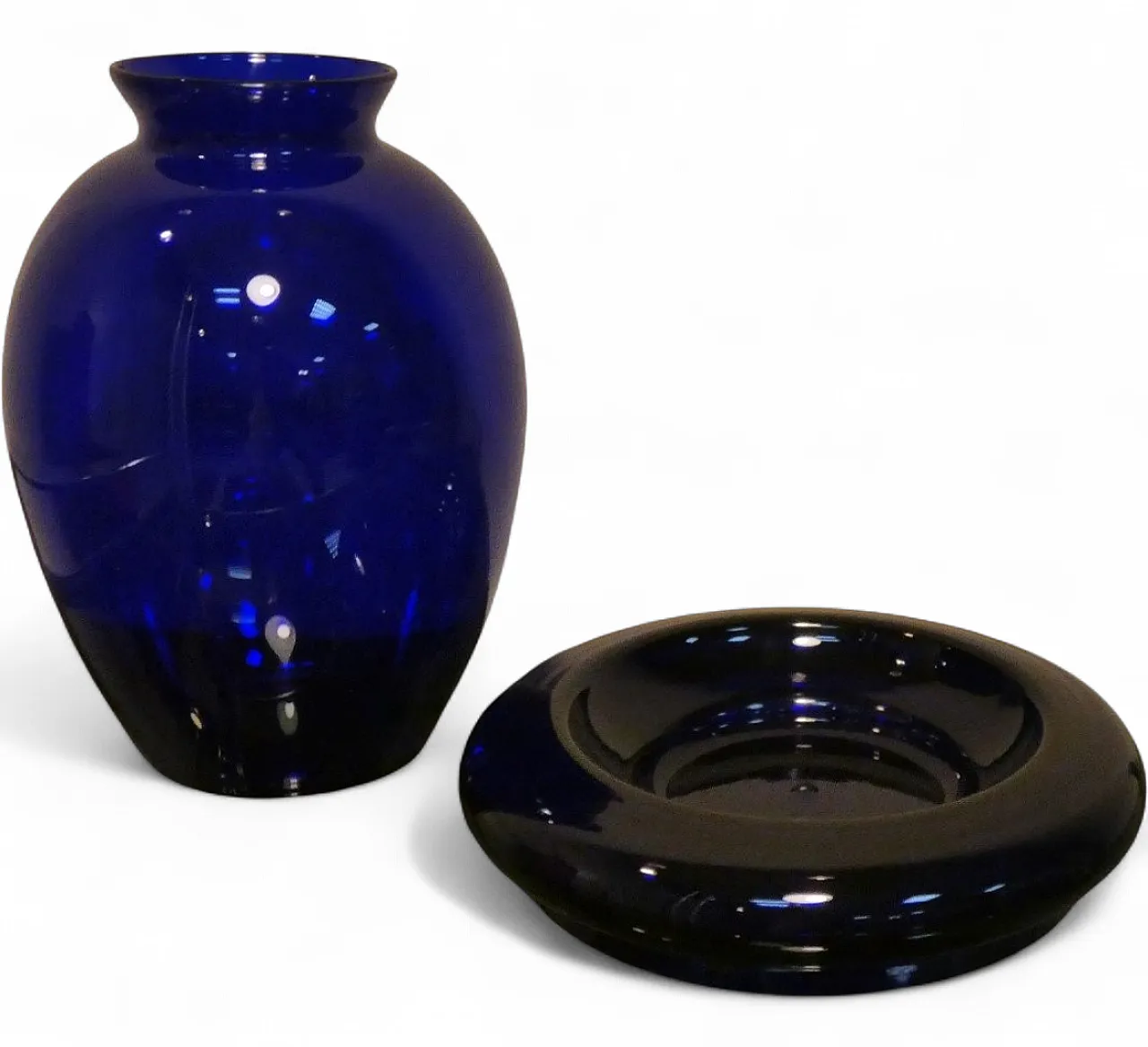 Set of Cobalt blue vase and ashtray by Carlo Moretti, 1990s 12
