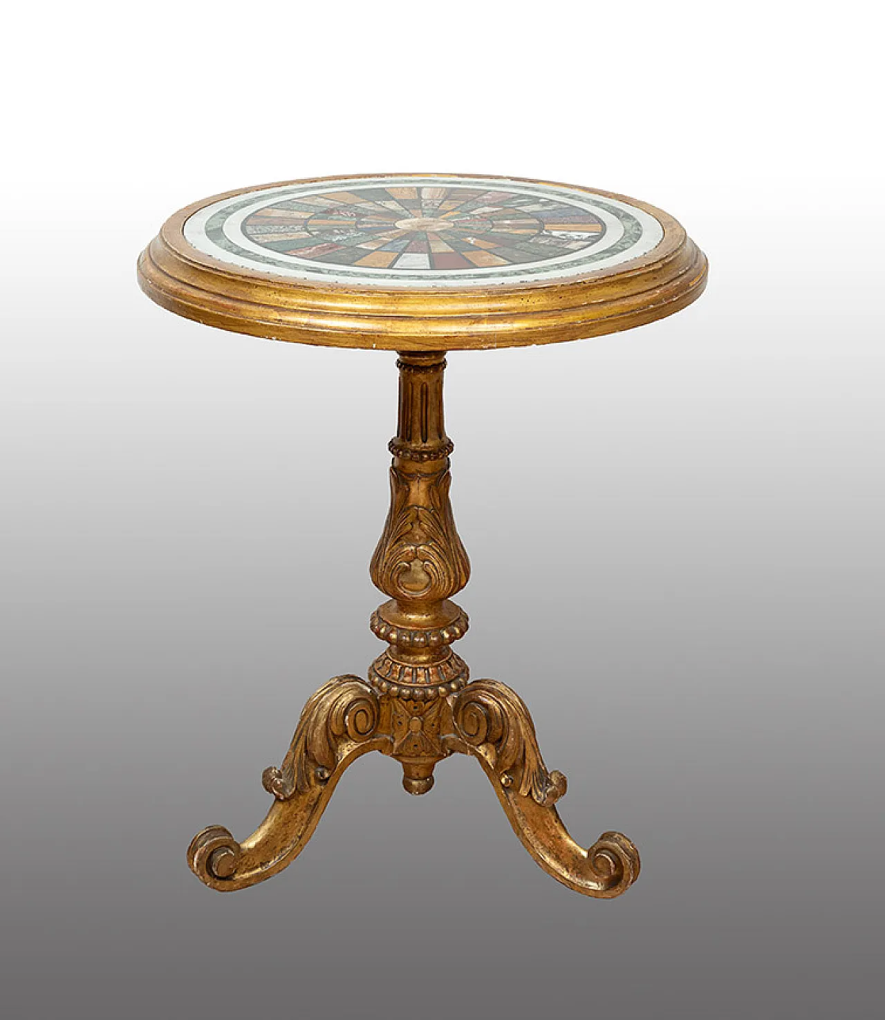 Antique Louis Philippe coffee table in gilded wood with committed top 1
