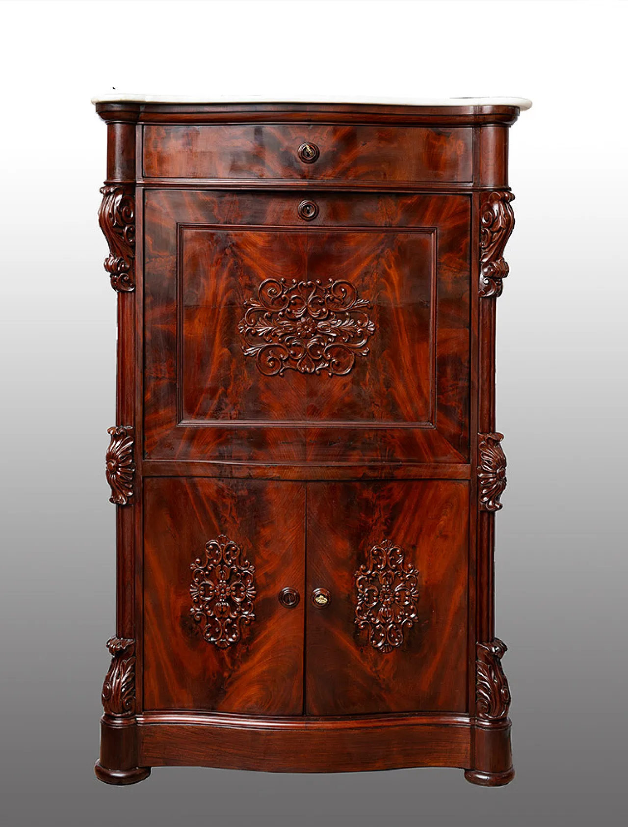 French Louis XV chest of drawers marble top, 18th century 1