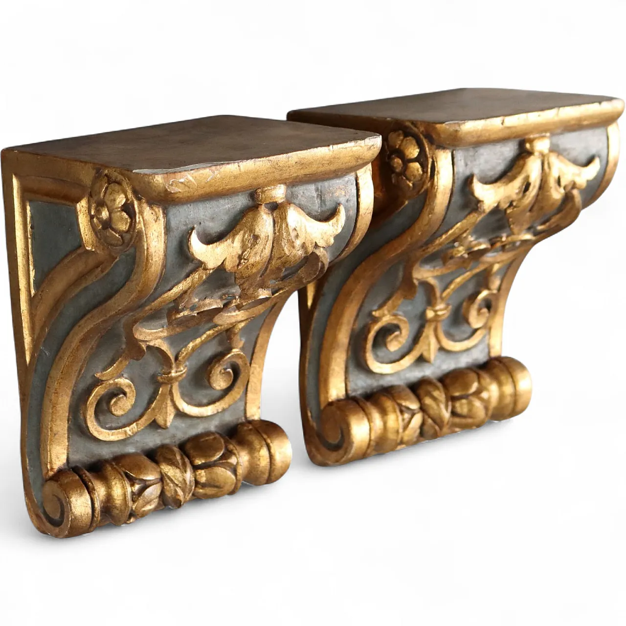 Pair of shelves in gilded wood, 19th century 7