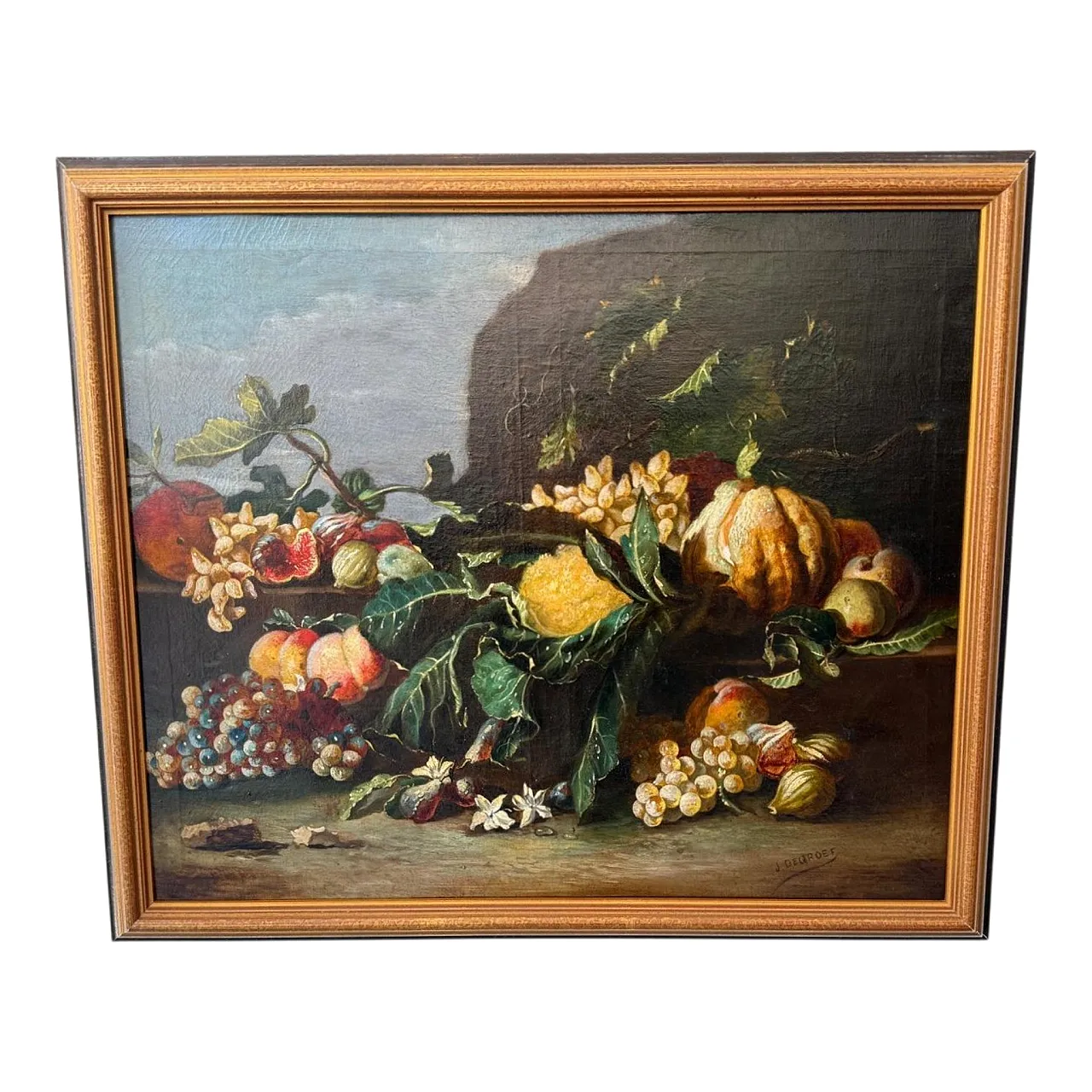 Still Life with Fruits, Signed Oil on Canvas, 19th Century 1