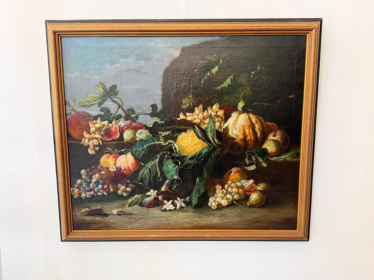Still Life with Fruits, Signed Oil on Canvas, 19th Century 9