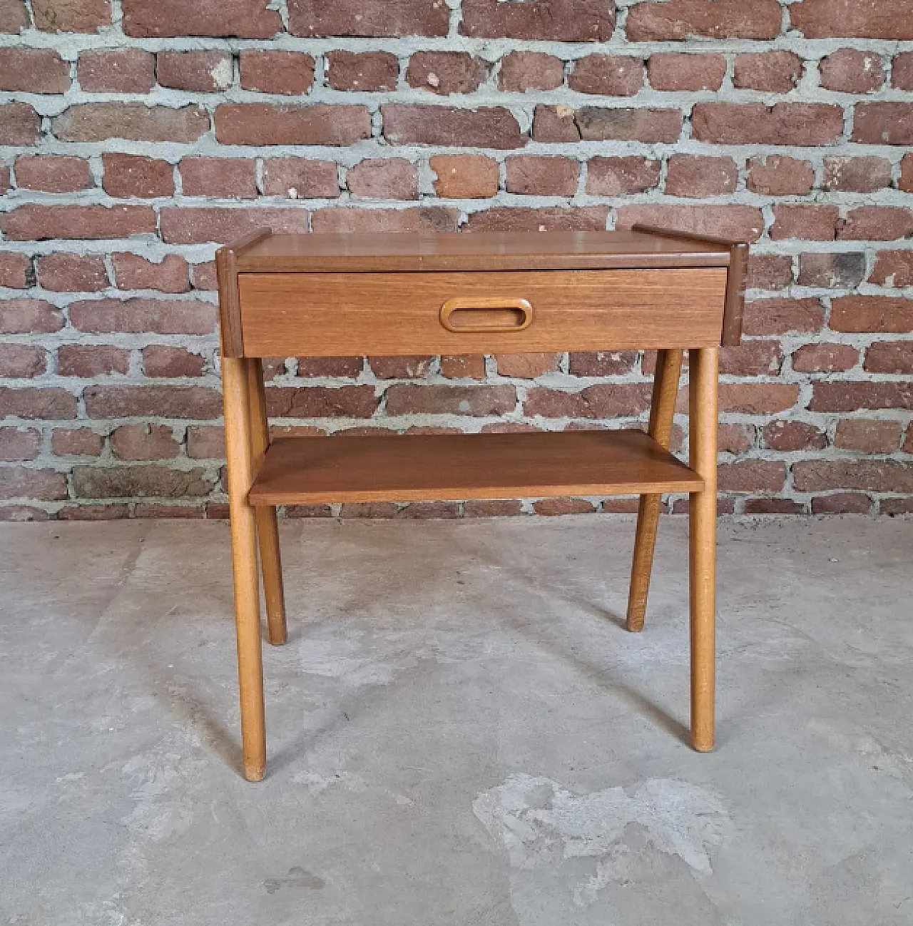 Minimalist teak bedside table, 1960s 1