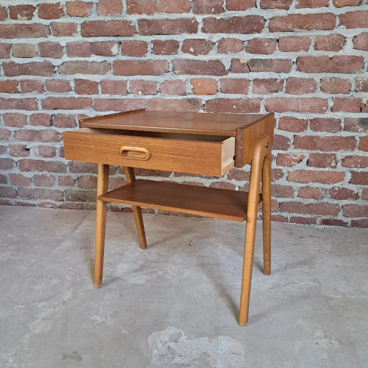 Minimalist teak bedside table, 1960s 2