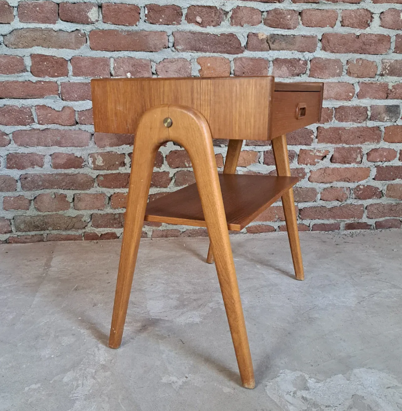 Minimalist teak bedside table, 1960s 3