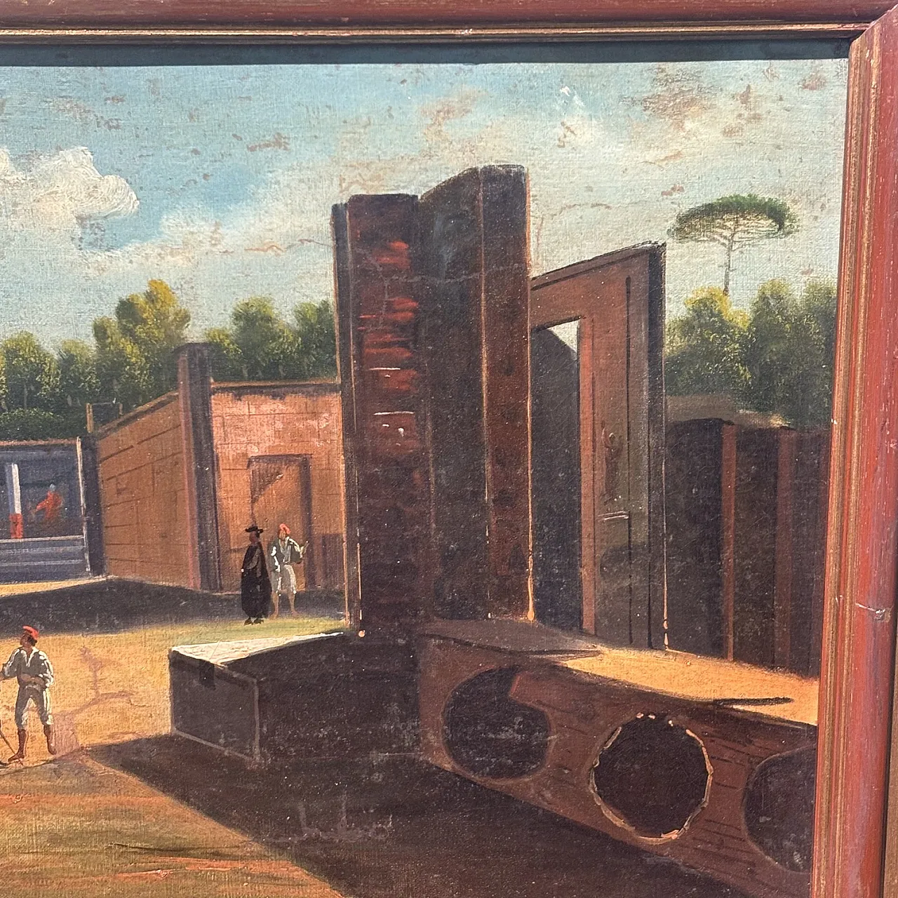 Oil painting on canvas of Pompeii excavations, 18th century 4