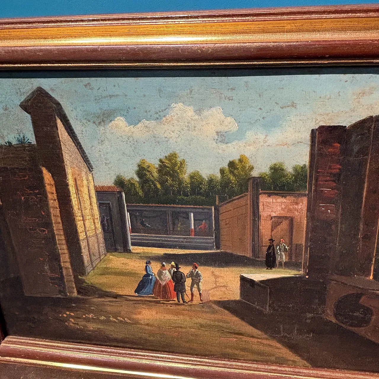 Oil painting on canvas of Pompeii excavations, 18th century 10