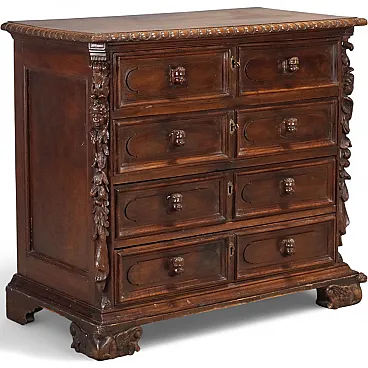 Baroque chest of drawers in walnut and poplar, 18th century