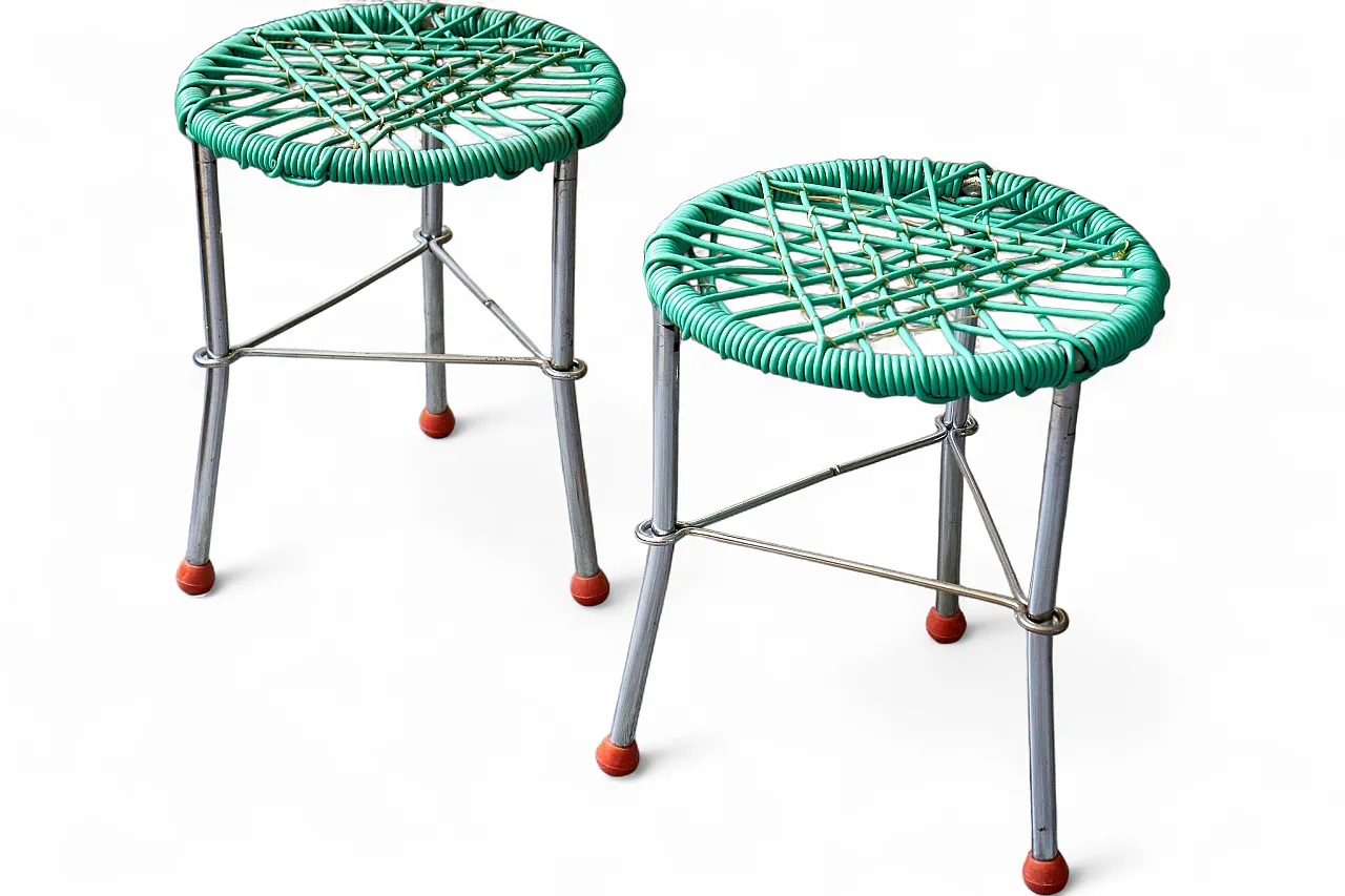 Pair of folding steel stools, 60s 12
