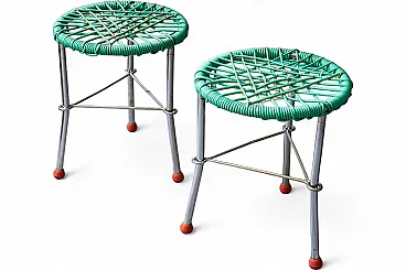 Pair of folding steel stools, 60s