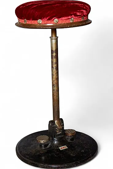 Stool in cast iron and wood, 1950s