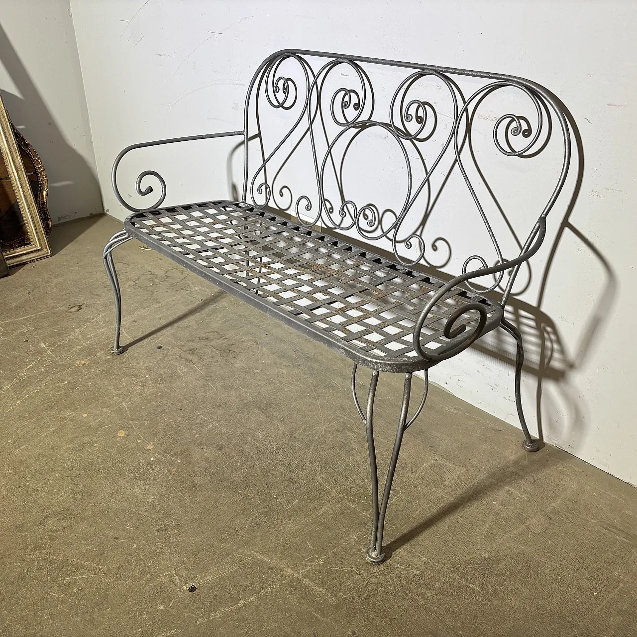 Bench in anthracite colored wrought iron, 1970s 2