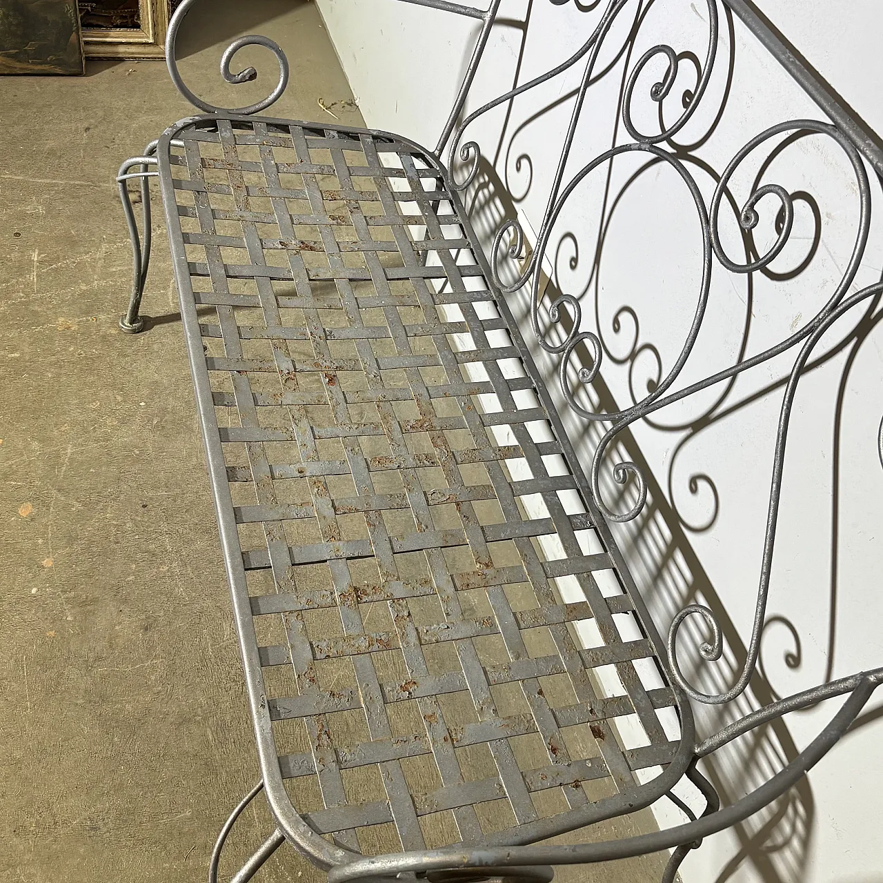 Bench in anthracite colored wrought iron, 1970s 5