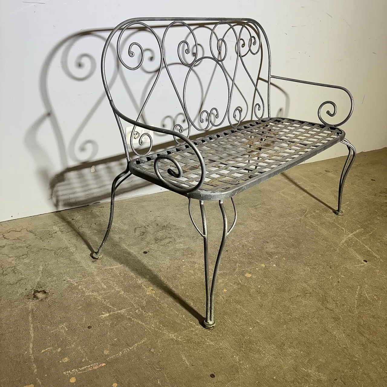Bench in anthracite colored wrought iron, 1970s 6