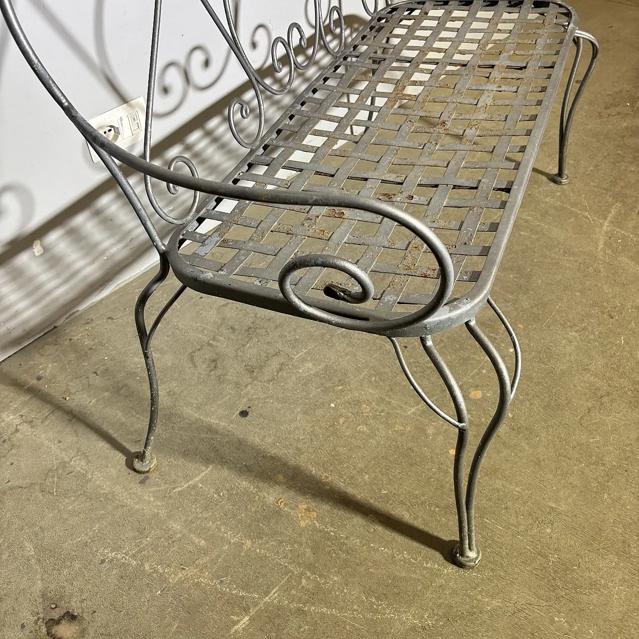 Bench in anthracite colored wrought iron, 1970s 7