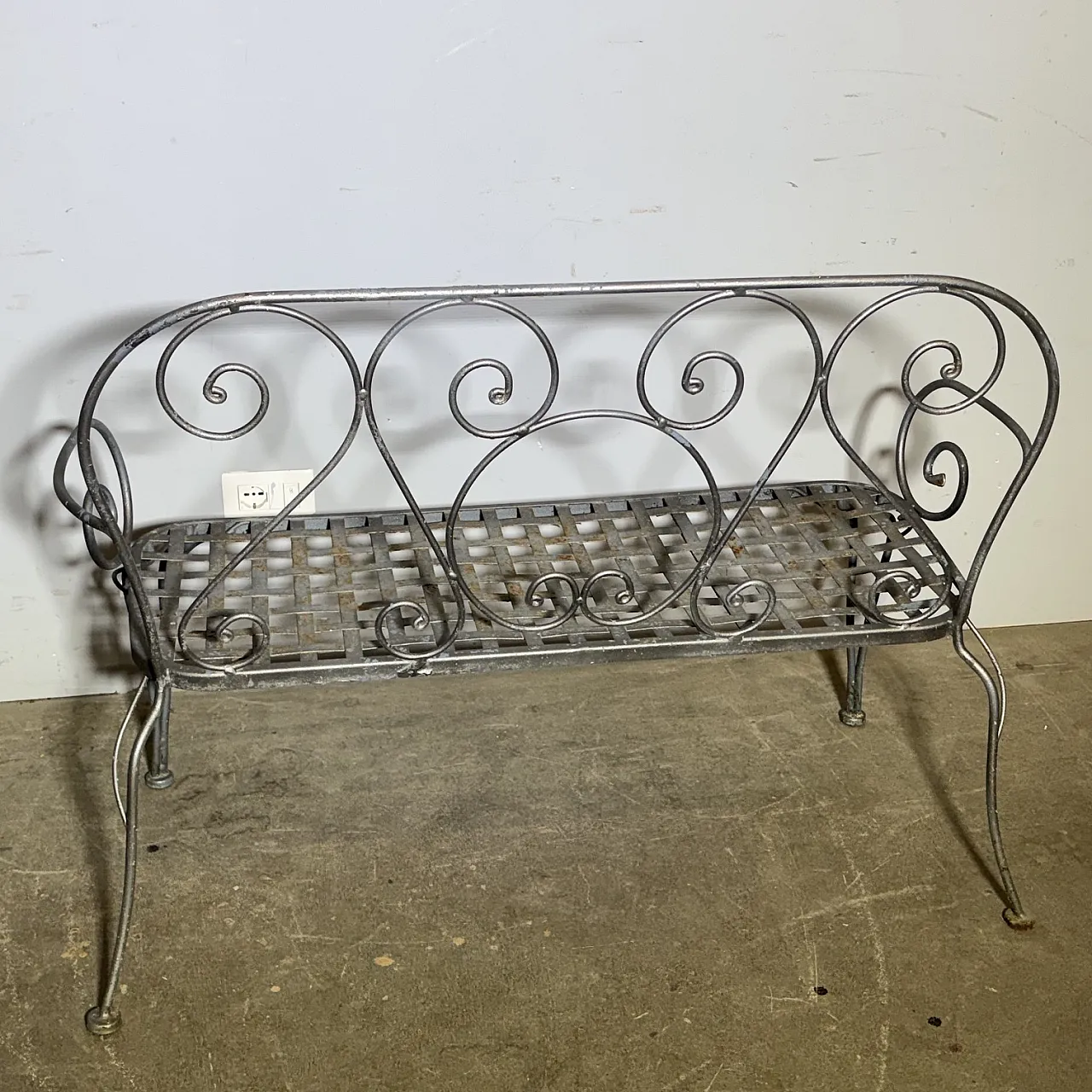 Bench in anthracite colored wrought iron, 1970s 8
