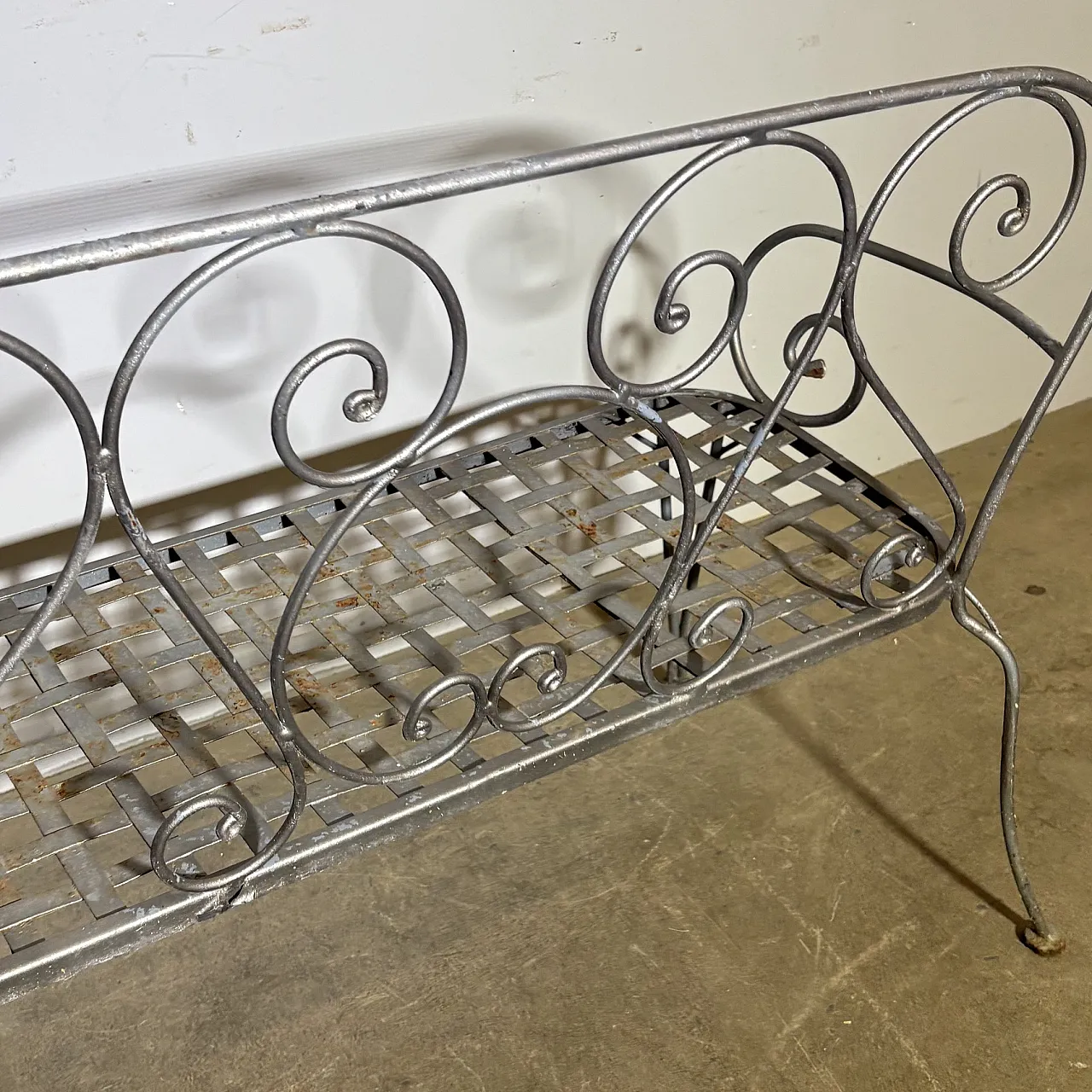 Bench in anthracite colored wrought iron, 1970s 9