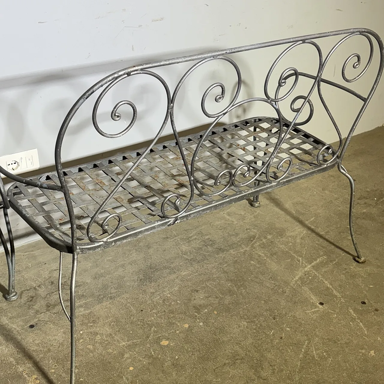Bench in anthracite colored wrought iron, 1970s 10