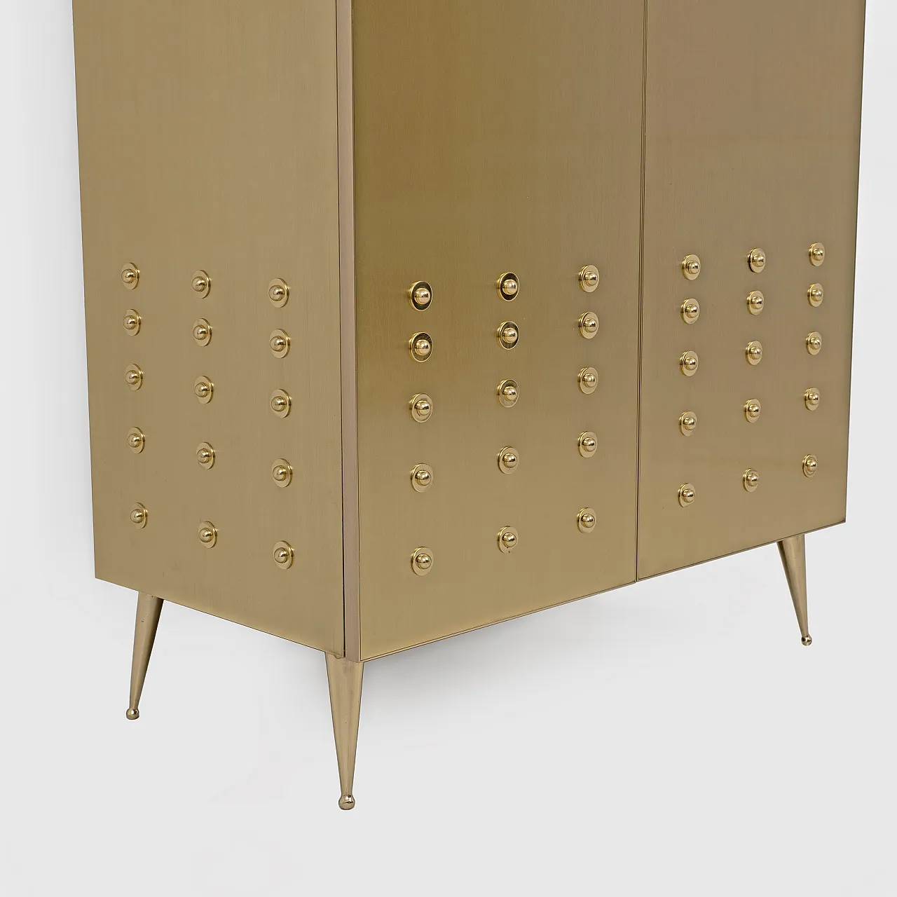 Brass bar cabinet with sculptural cast brass handles, 1980s 6