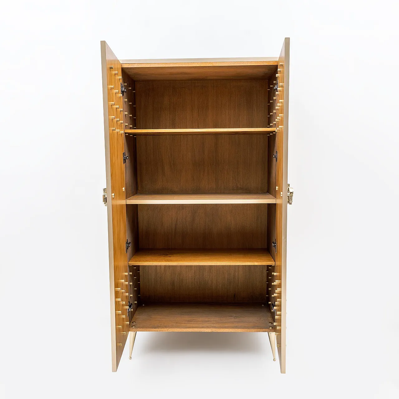 Brass bar cabinet with sculptural cast brass handles, 1980s 9