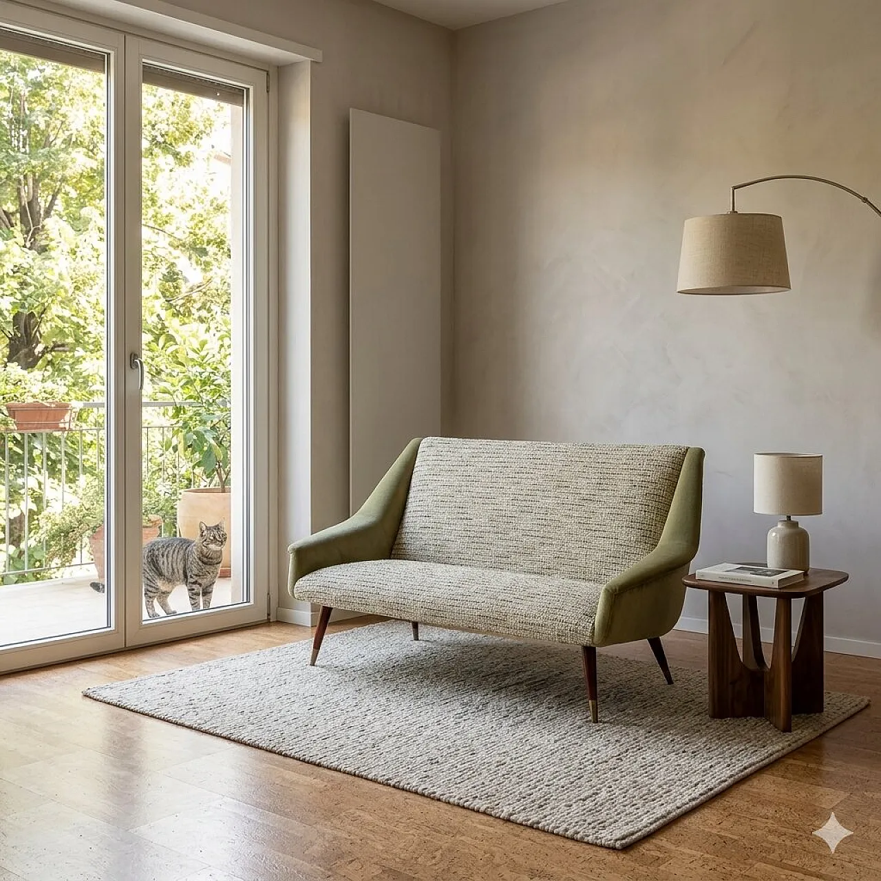 Sofa in foam padding and fabric, mid-20th century 2