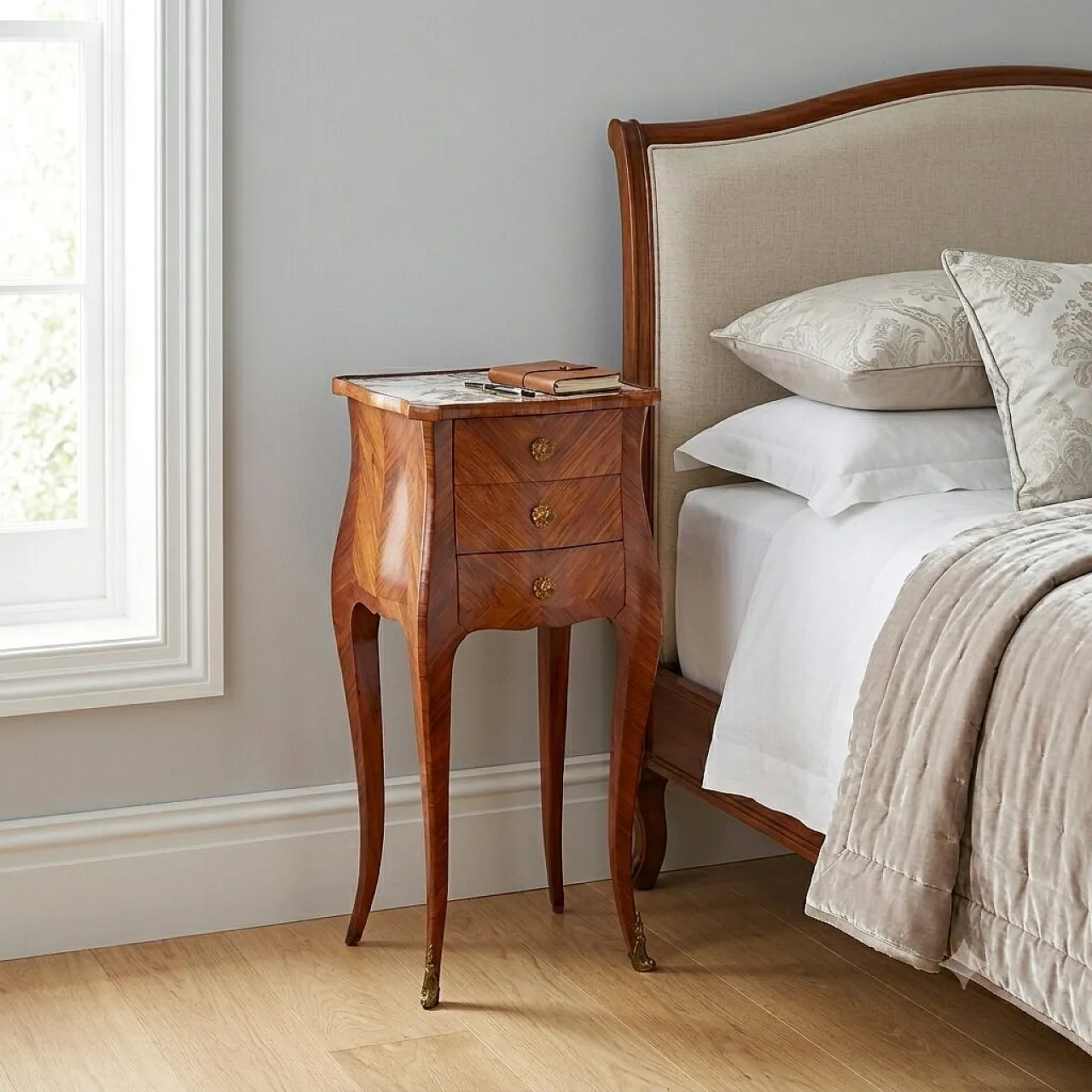 Bedside table with marble top, 19th century 2