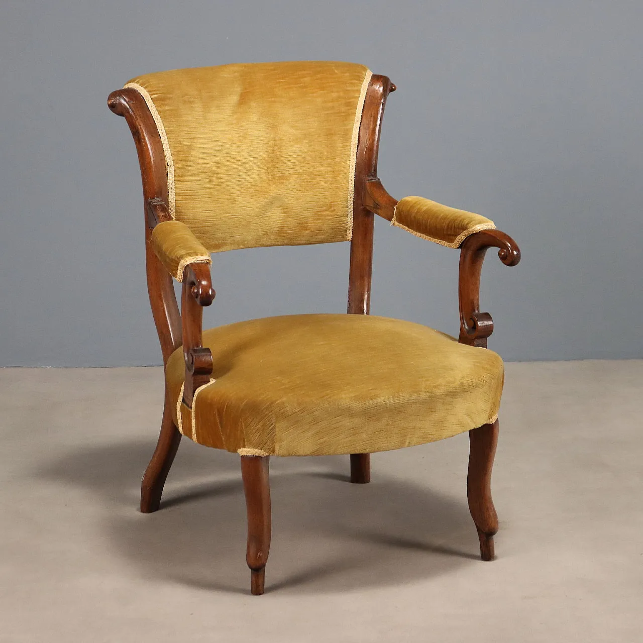 Walnut armchair, late 19th century 1