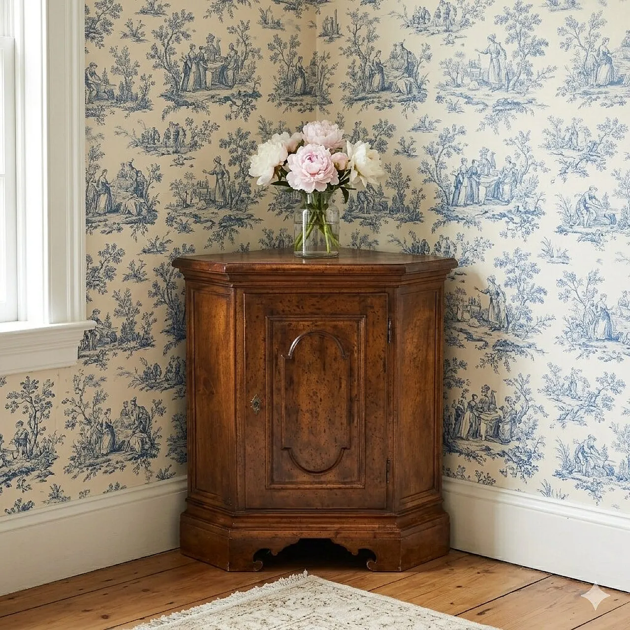 Baroque style corner unit in walnut, mid-20th century 2