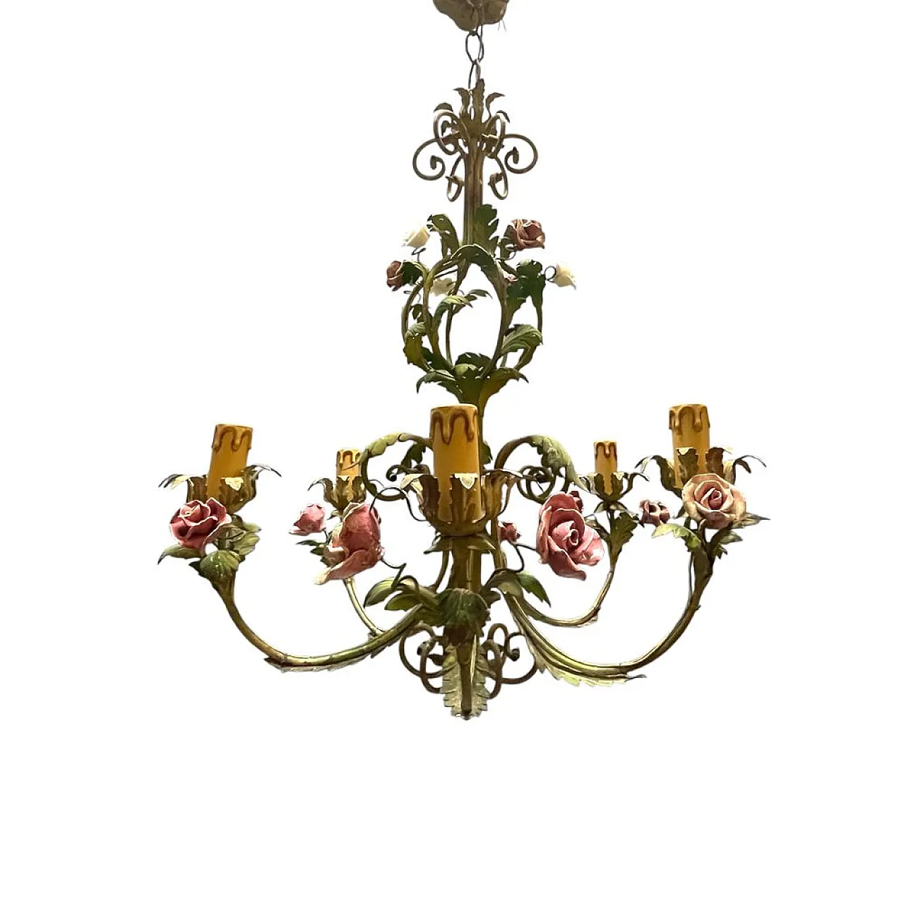 Florentine ceramic chandelier, 1960s 1