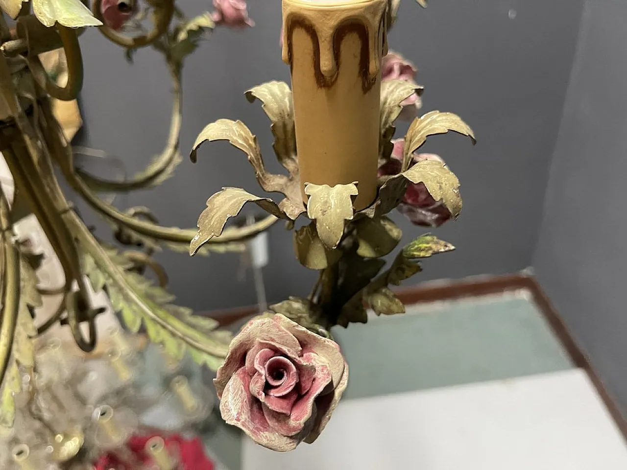 Florentine ceramic chandelier, 1960s 4