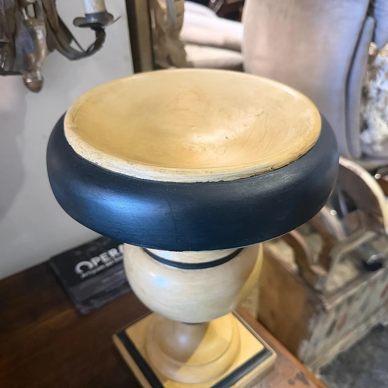 Art Deco black and white lacquered wood candlehloders, 1930s 3