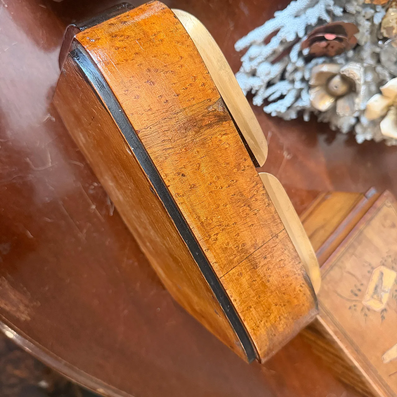 Art Deco wood brass and sterling silver cigarette box, 1930s 10