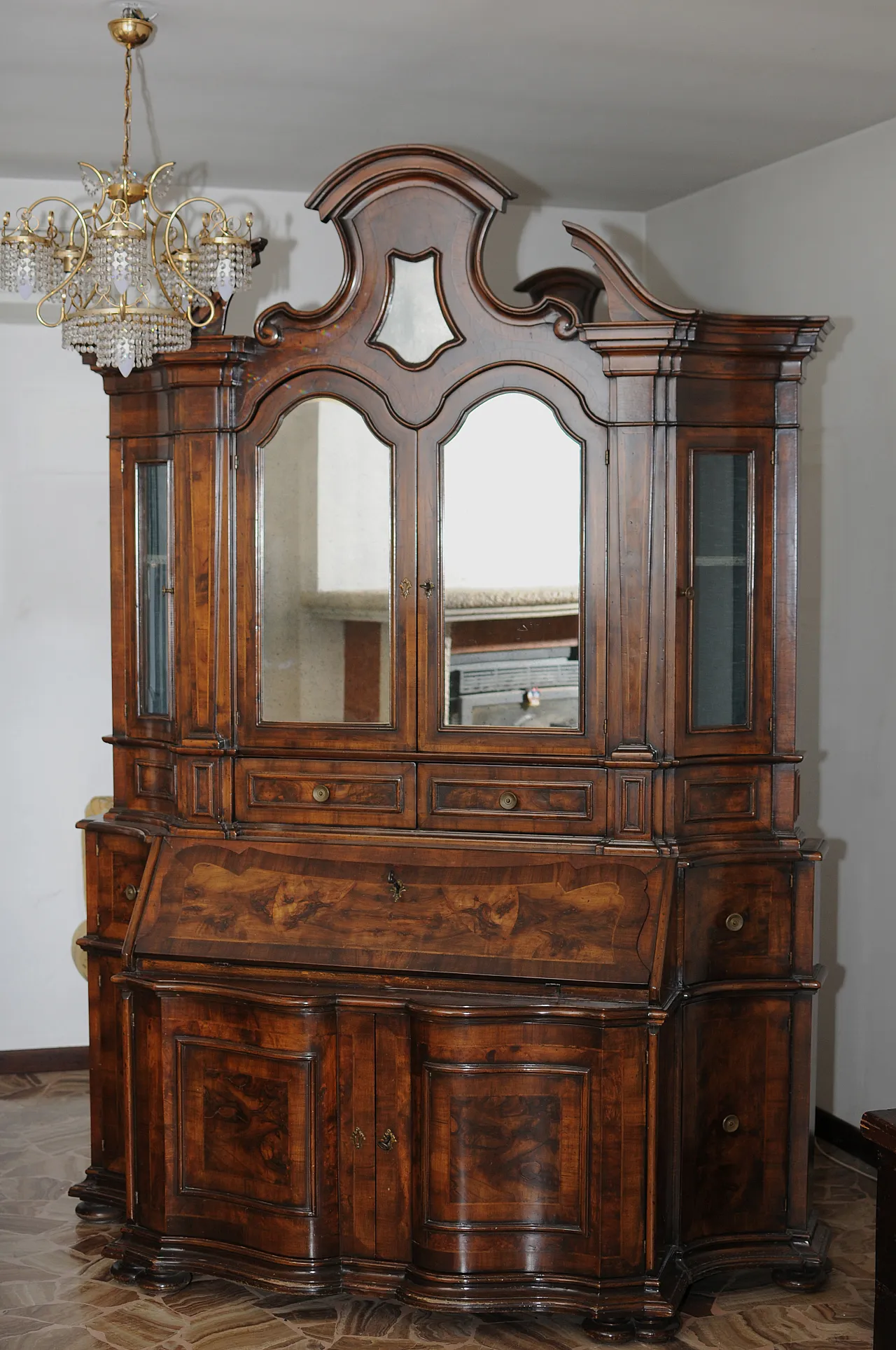 2-body desk with briar inlays, 1970s 1