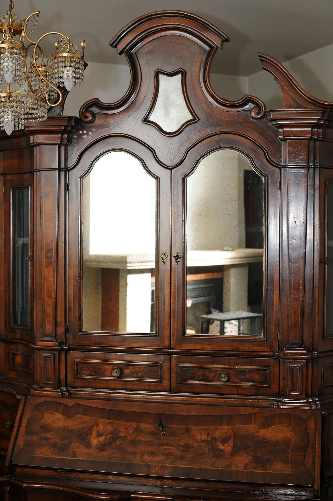 2-body desk with briar inlays, 1970s 2