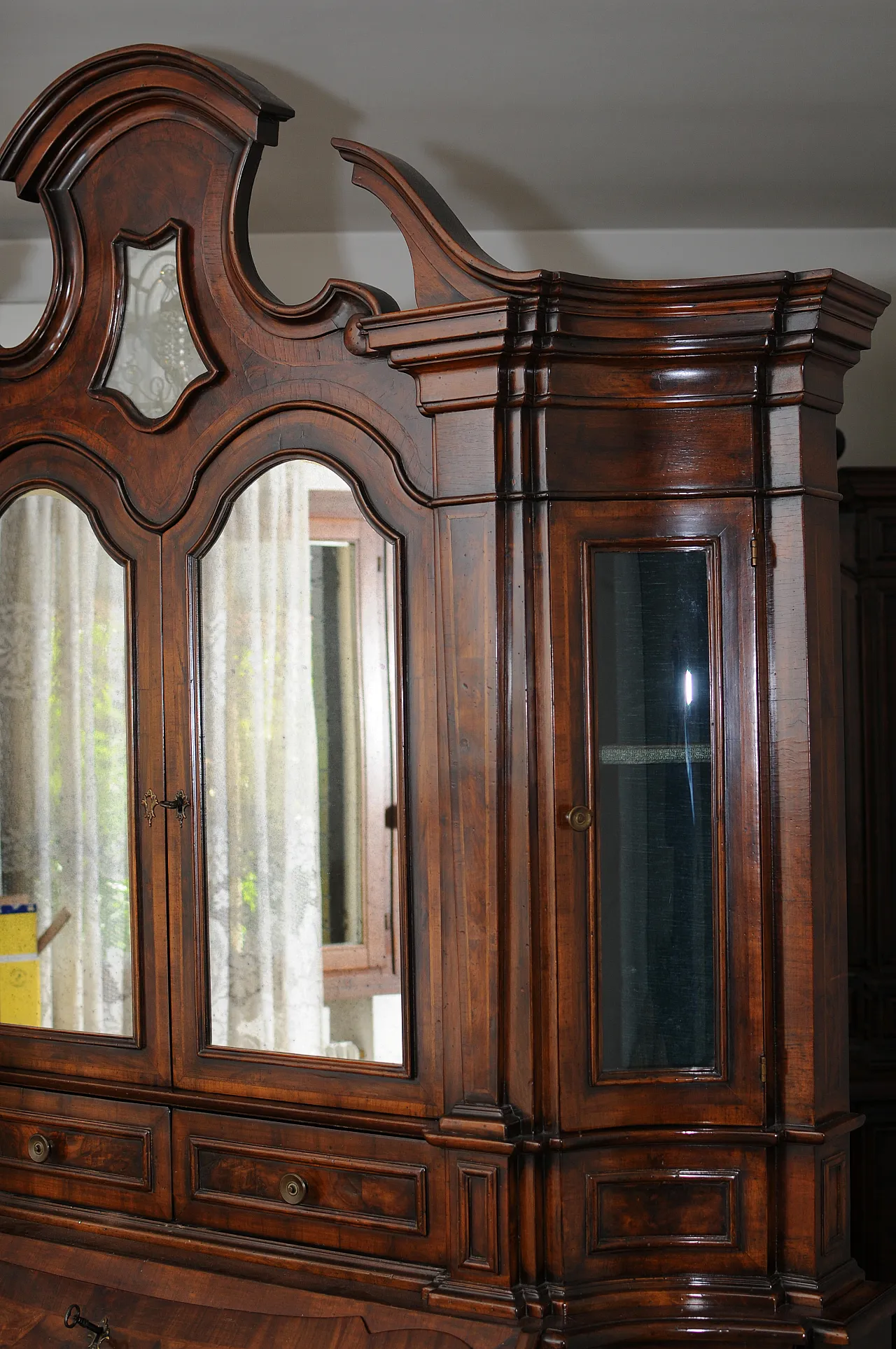 2-body desk with briar inlays, 1970s 3