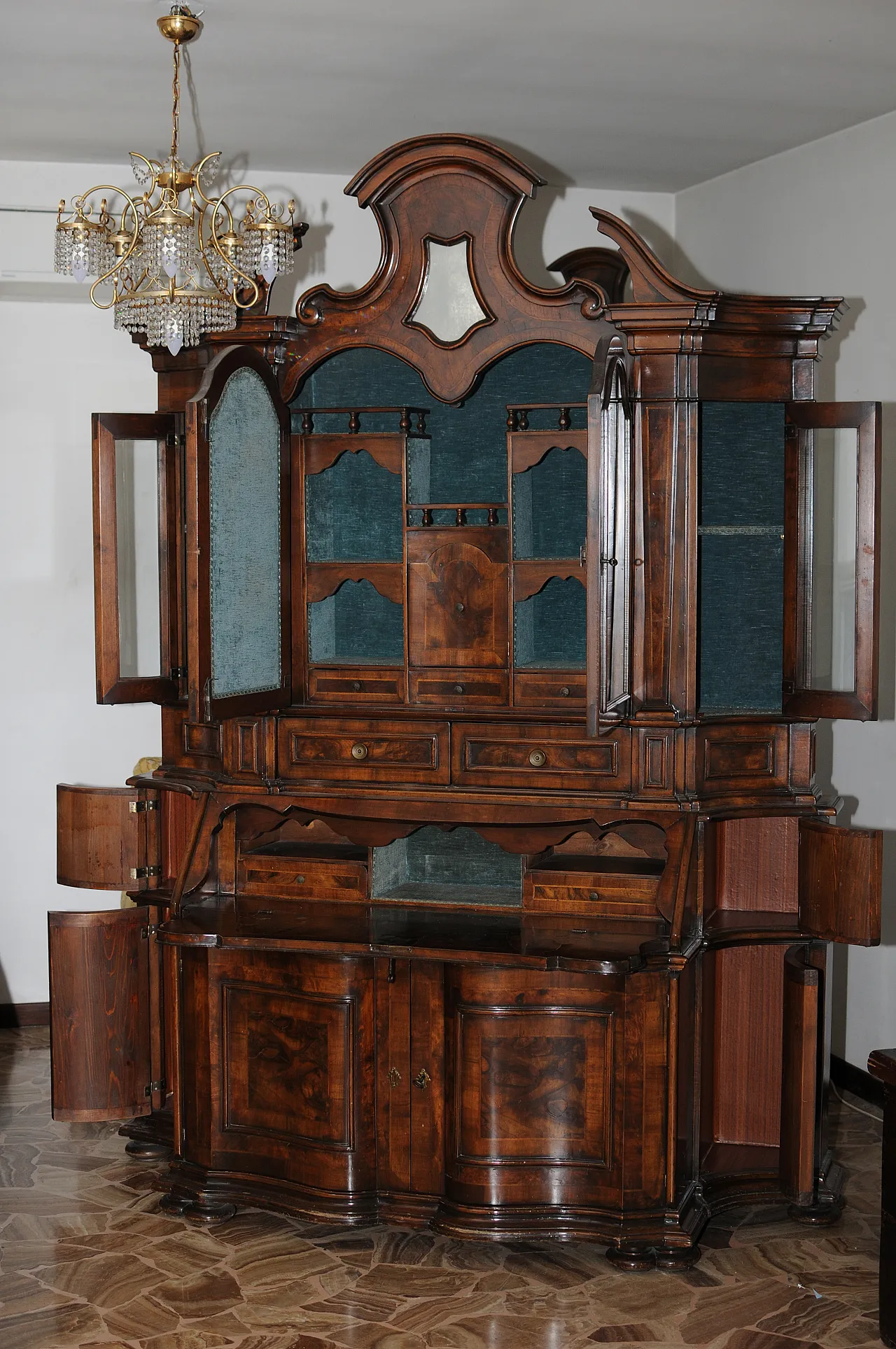 2-body desk with briar inlays, 1970s 4