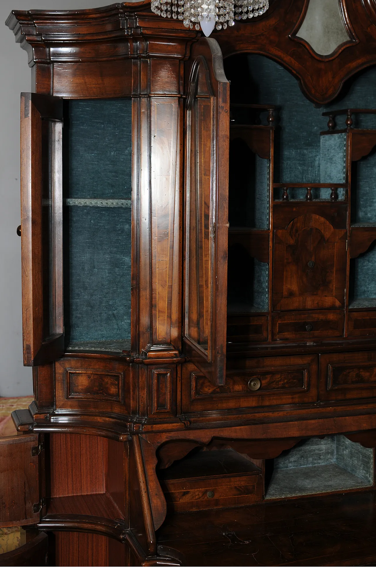 2-body desk with briar inlays, 1970s 5