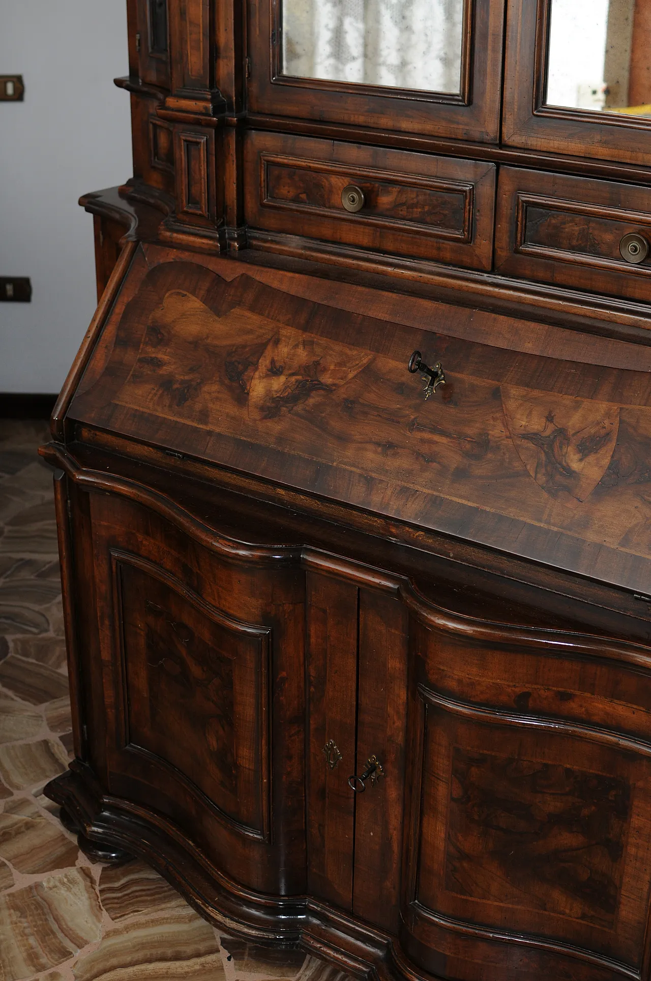 2-body desk with briar inlays, 1970s 8