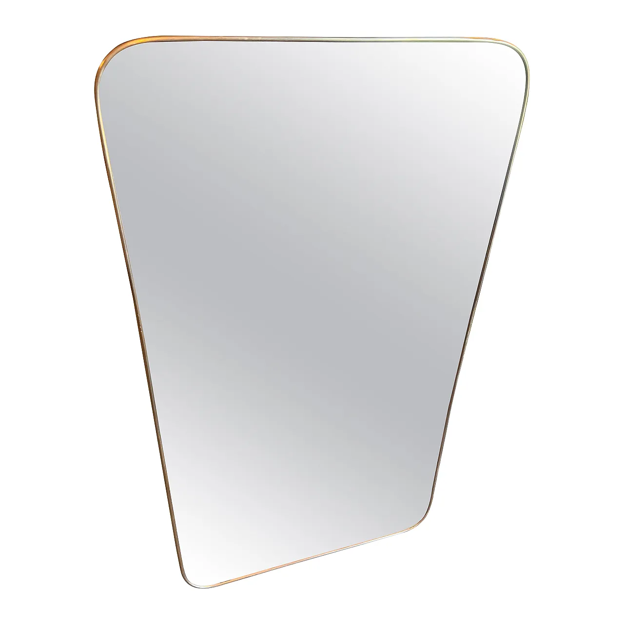 Specchio da parete in ottone Mid-Century Modern di Gio Ponti, anni '50 1